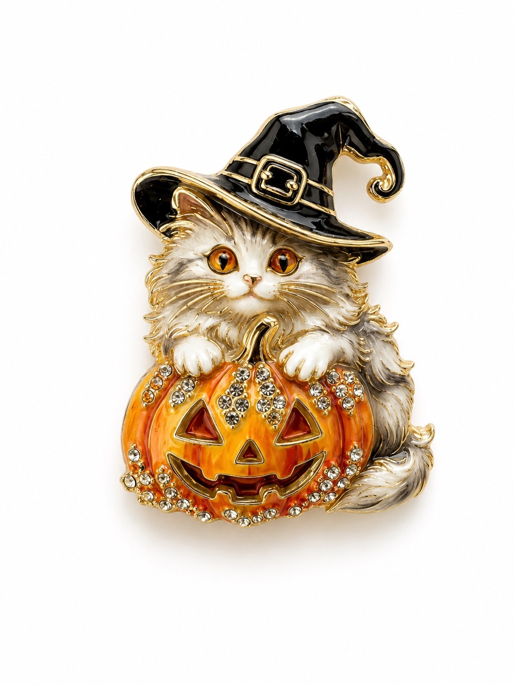 Halloween Cat Brooch Pin - Picture 3 of 4